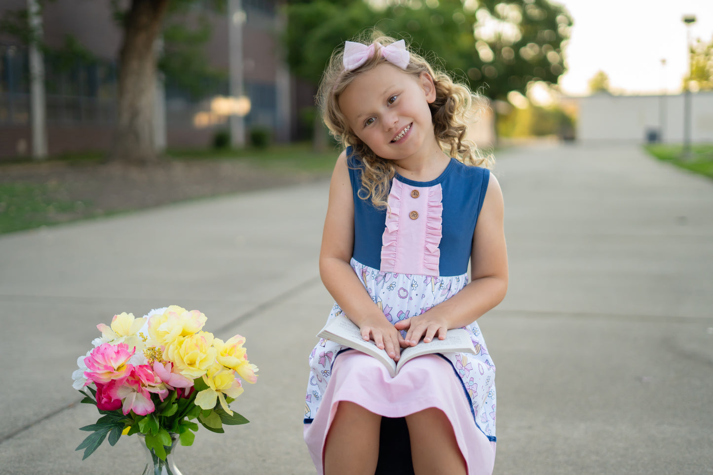 Back to school pencil dress with matching bow