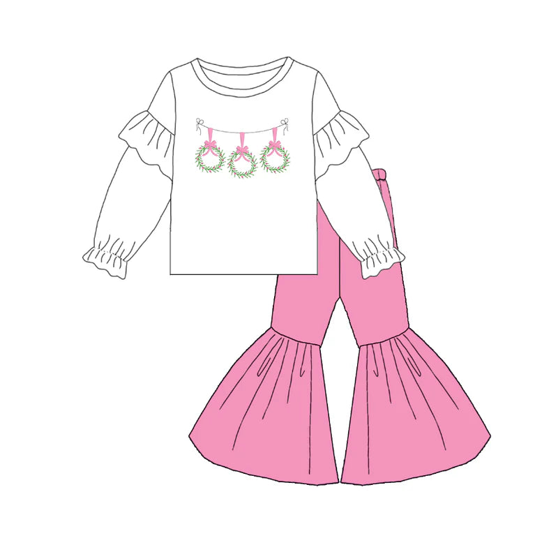 Christmas Bow embroidered outfit