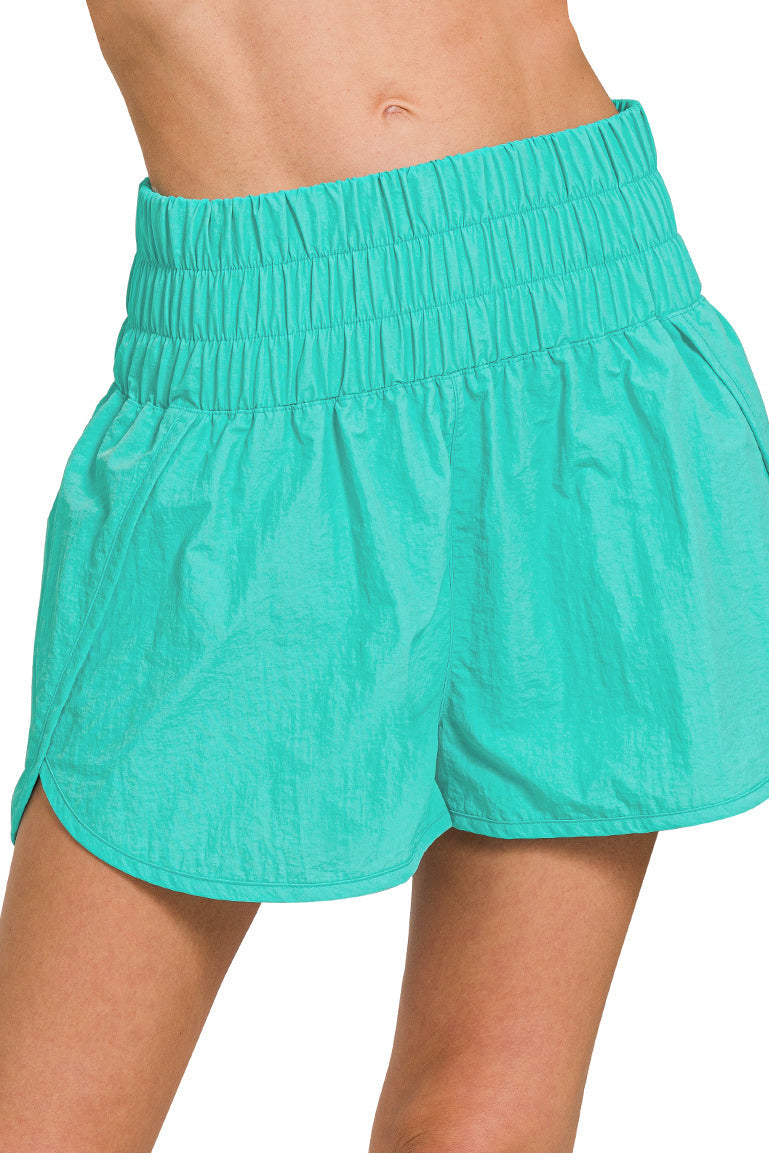 Smocked Waistband Running Shorts