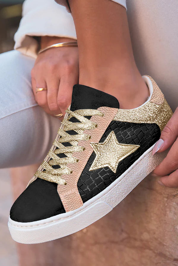 Black and Rose Gold Star Sneakers