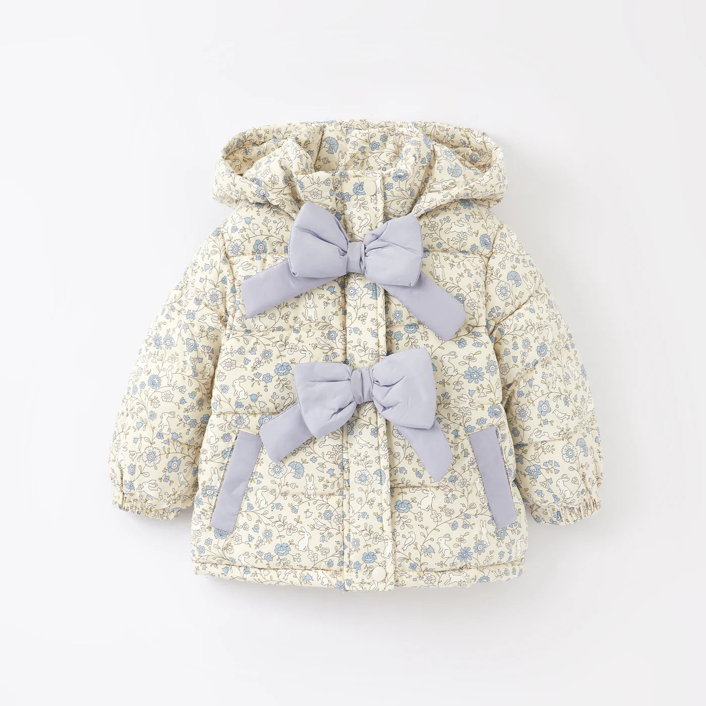 Floral Winter Coat with oversized bows