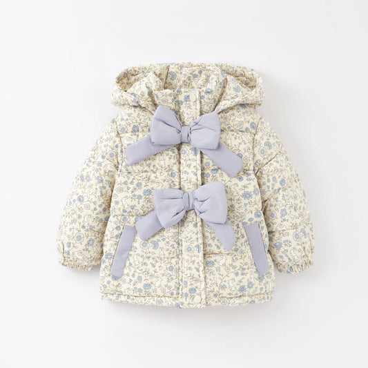 Floral Winter Coat with oversized bows