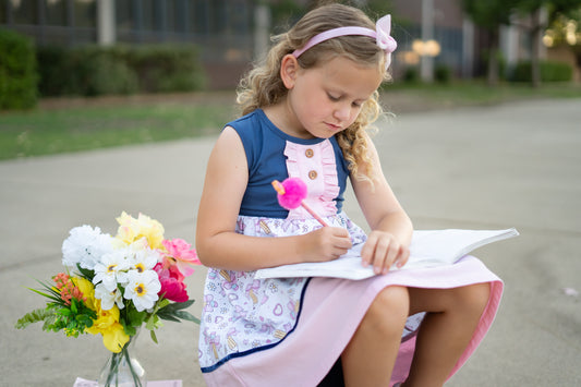 Back to school pencil dress with matching bow