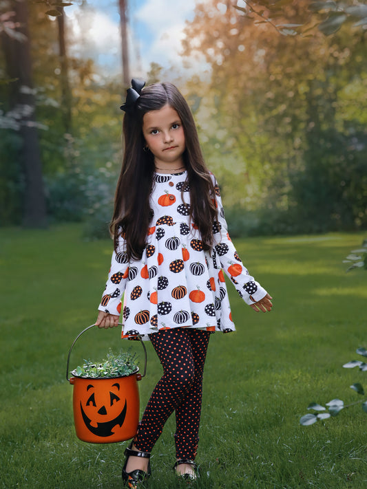 Polka Dot Pumpkin Tunic Set