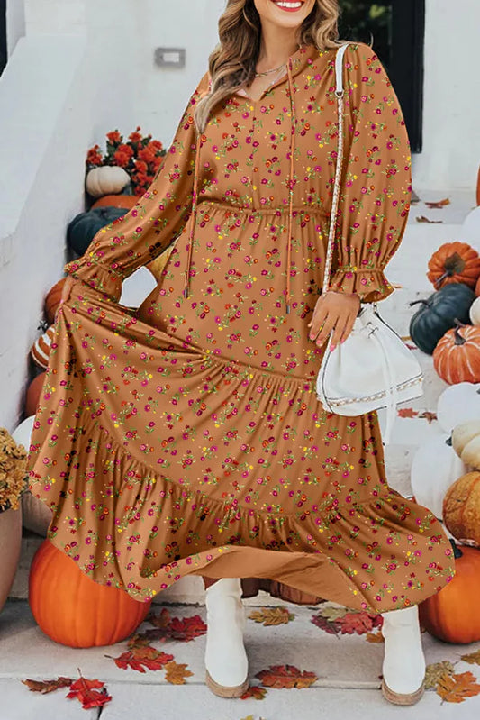 Brown Floral Plus Size Maxi