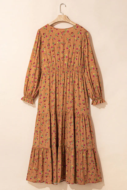 Brown Floral Plus Size Maxi