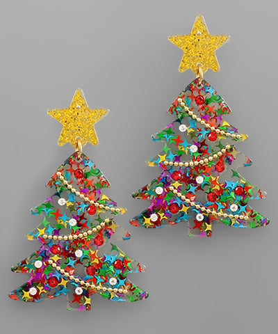 Bright Christmas Tree Earrings