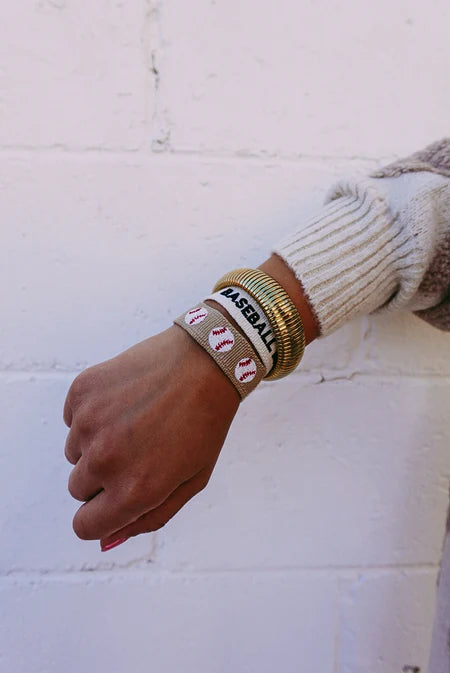 Baseball mom embroidered bracelet
