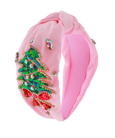 Pink Christmas Tree Headband