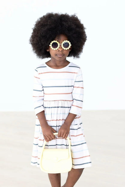 Fall Stripes 3/4 Sleeve Pocket Twirl Dress