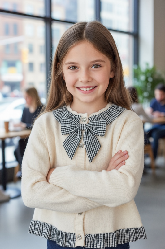Plaid Bow Cardigan