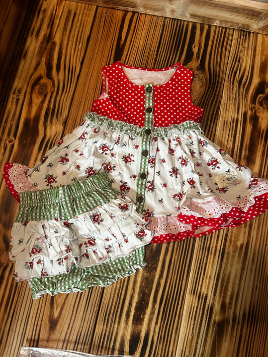Christmas Floral Dress with bloomers